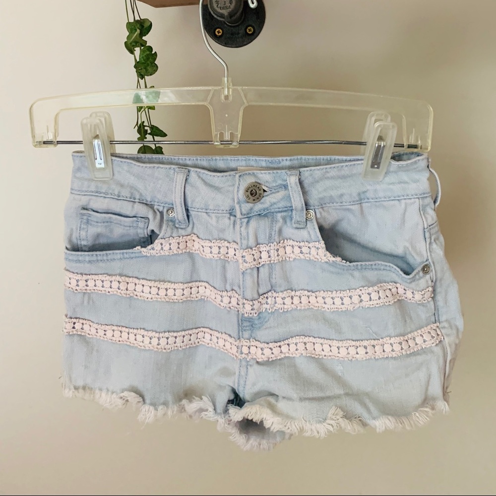 Crochet Detailed Jean Shorts